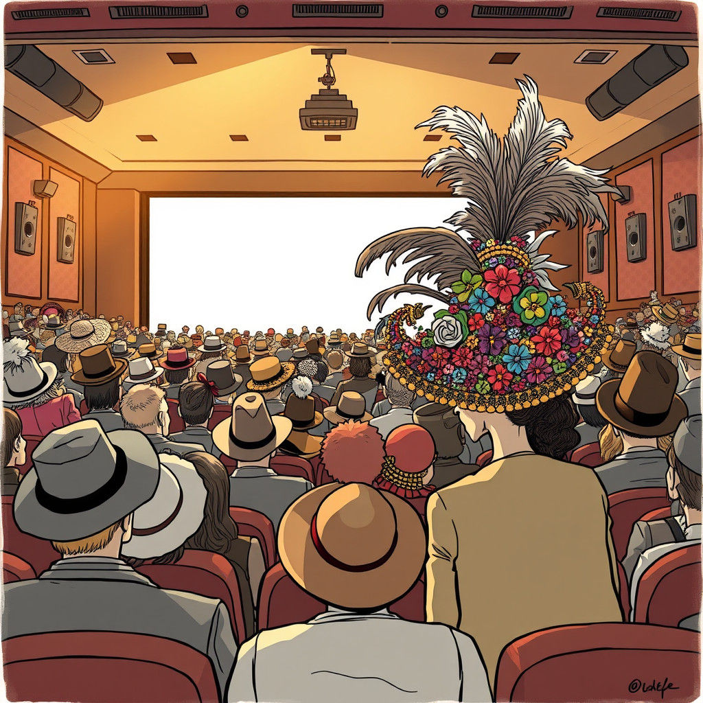Crowded Theater Scene in Quentin Blake Style