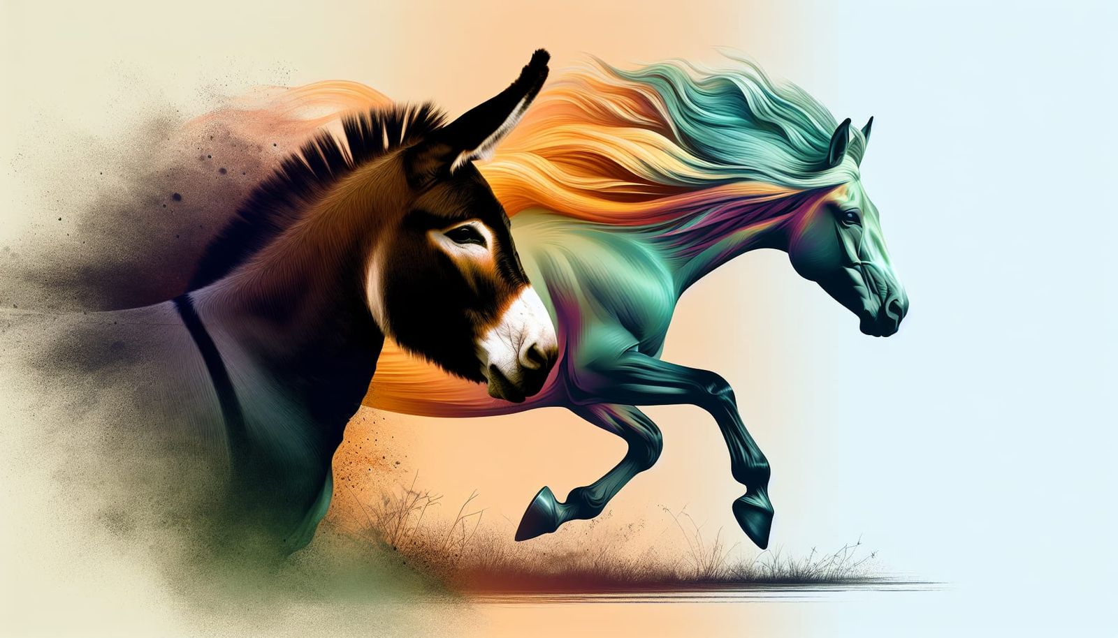 Equine Silhouette: Donkey and Galloping Horse
