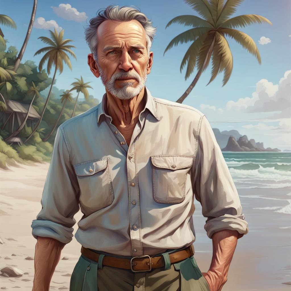 Island Beach Portrait: Hyperdetailed Concept Art