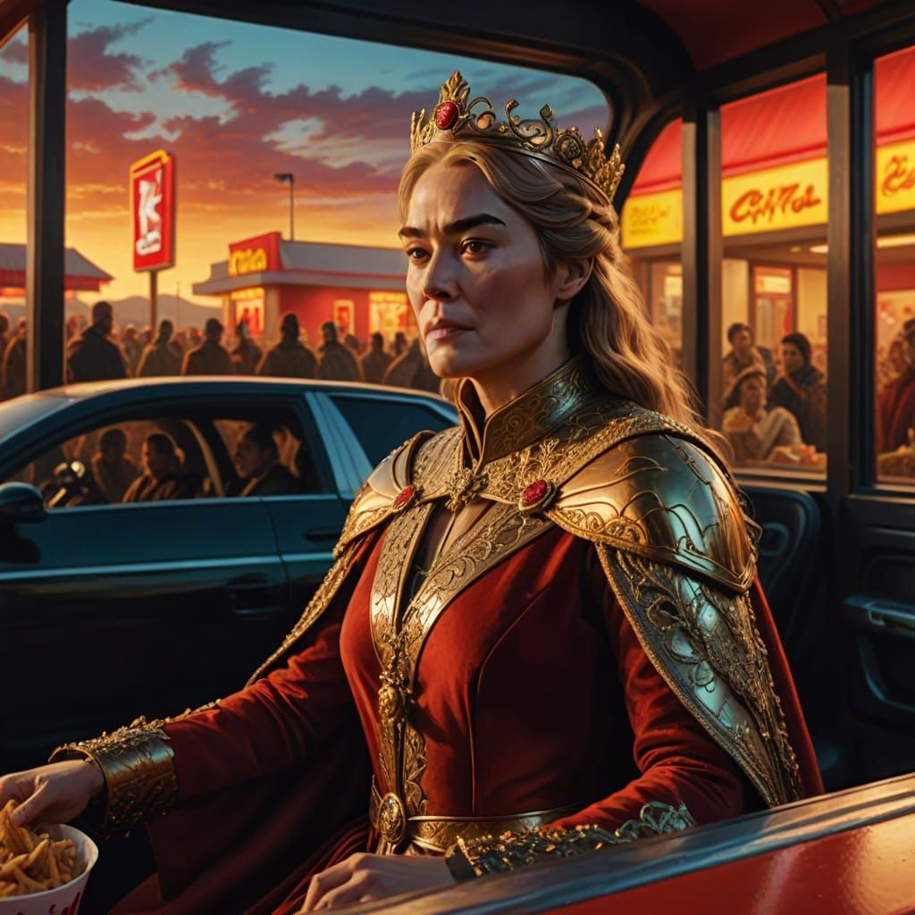 Cersei Lannister at Kentucky Fried Chicken, Oil Painting