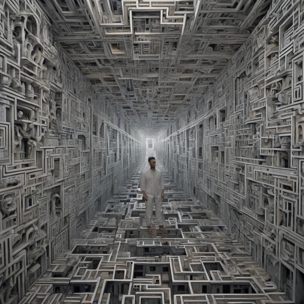 Brutalist Mirror Maze Artwork in Tesselation Style