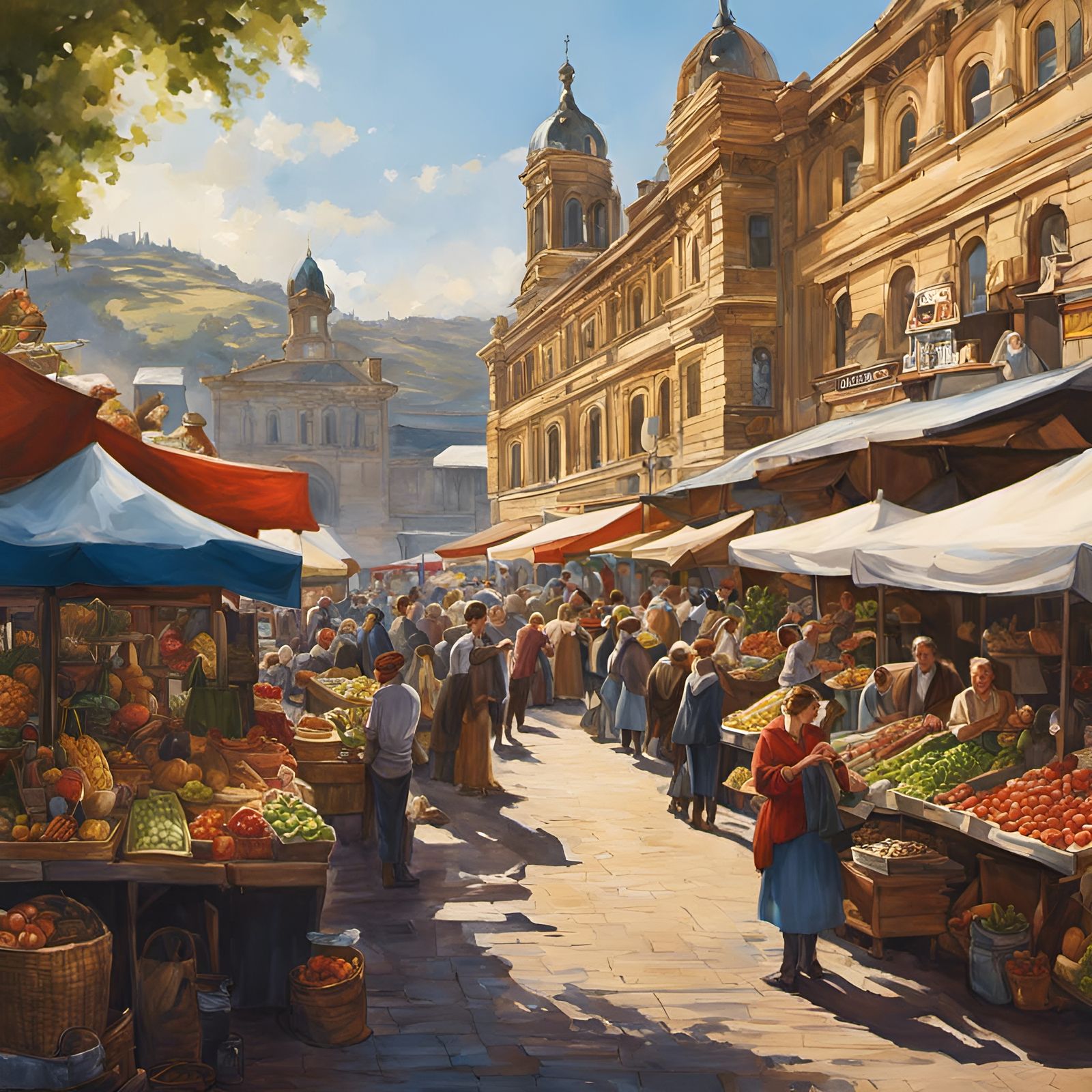 Salamanca Market Painting in Impressionistic Style