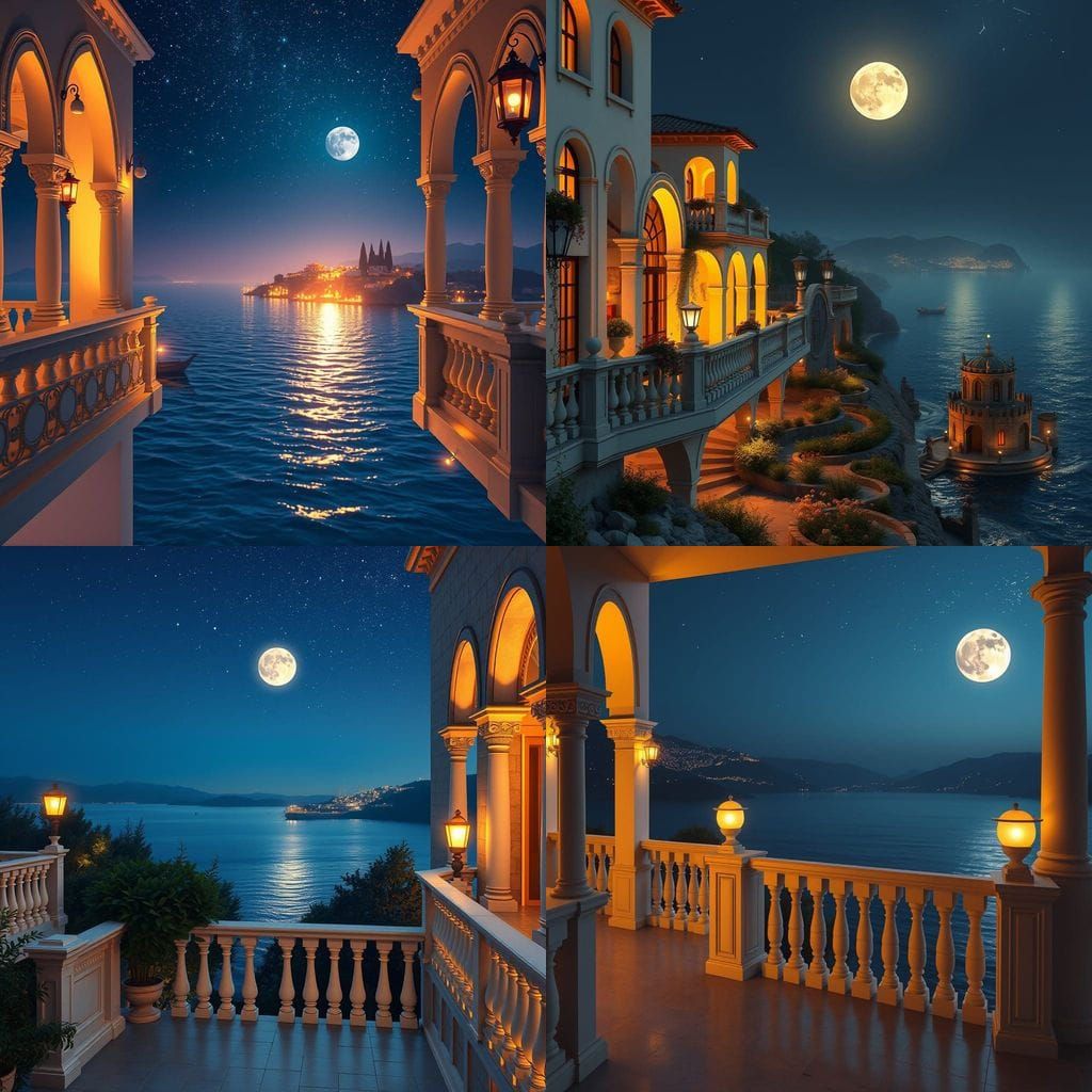 Mediterranean Oasis Under Starry Skies