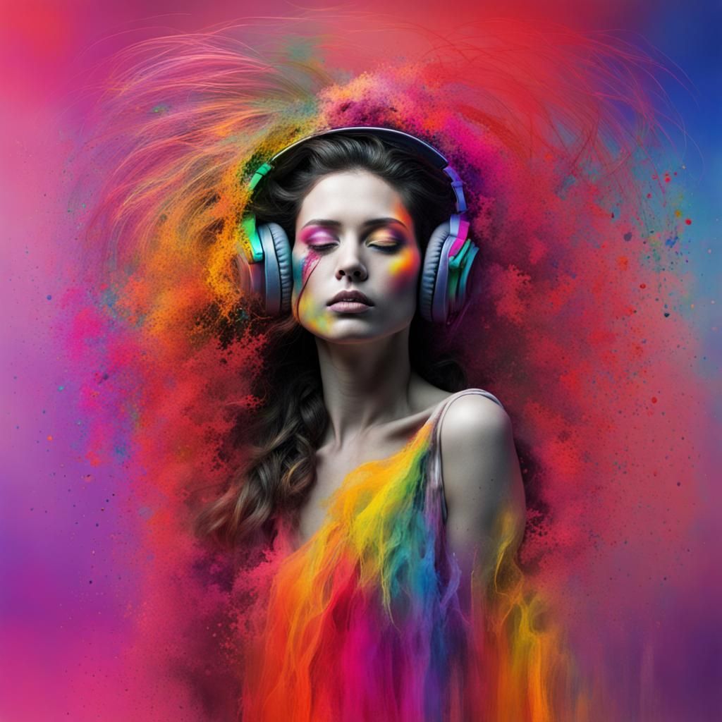 Woman Made of Sound and Color
