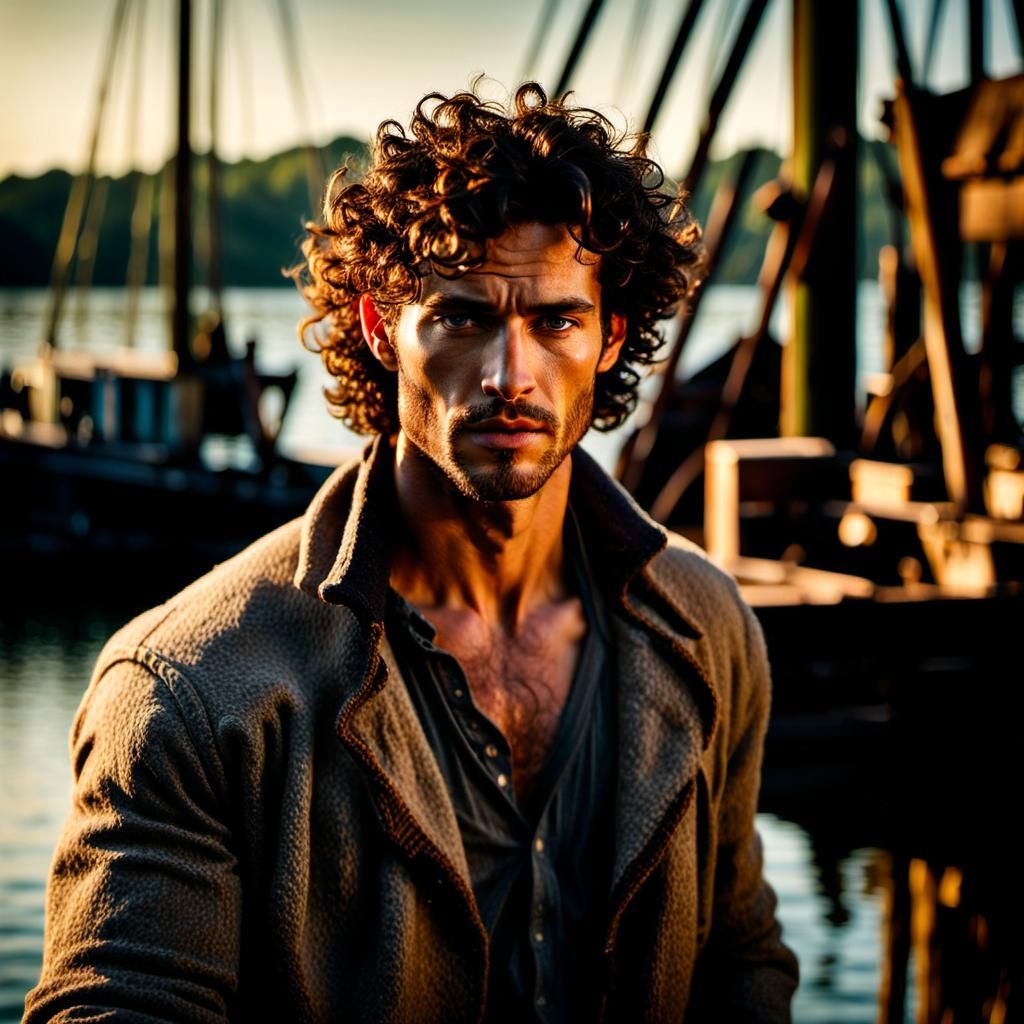 Rugged Dockhand in Warm, Golden Light