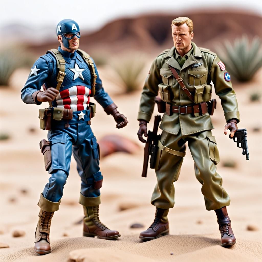 Sgt. Fury and Capt. America Fight in Desert