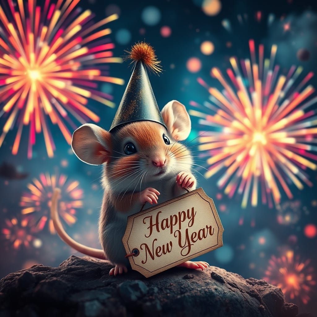 Mouse Celebrates Silvester with Vibrant Fireworks in Cinemat...