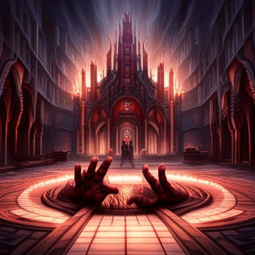 Infernal Hands Reach Upward: Dark Fantasy Concept Art