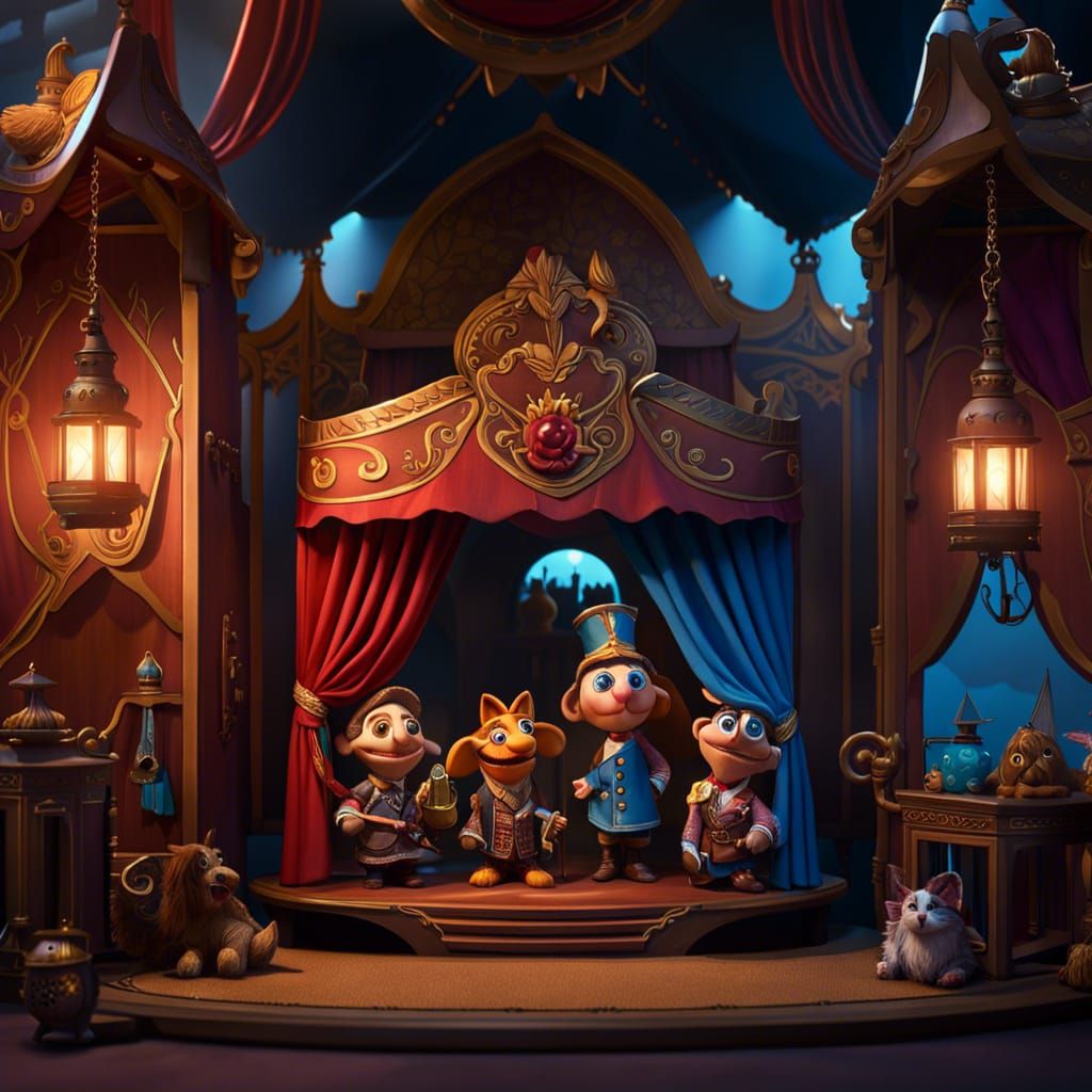 Joyful Puppet Show in Detailed Diorama
