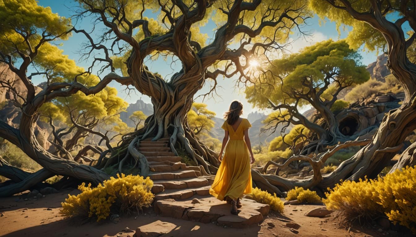 Girl on Cosmic Staircase: Digital Matte Painting