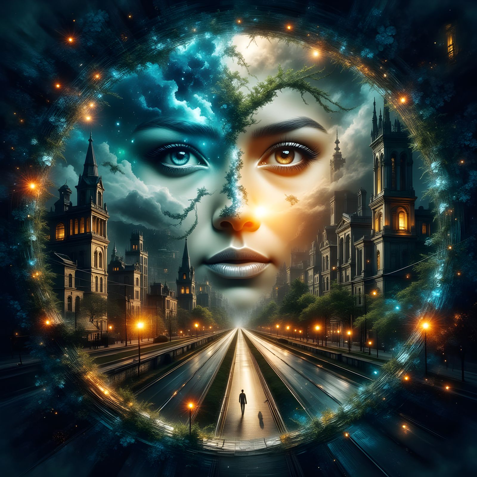 Urban Landscape in Double Exposure Circular Transition