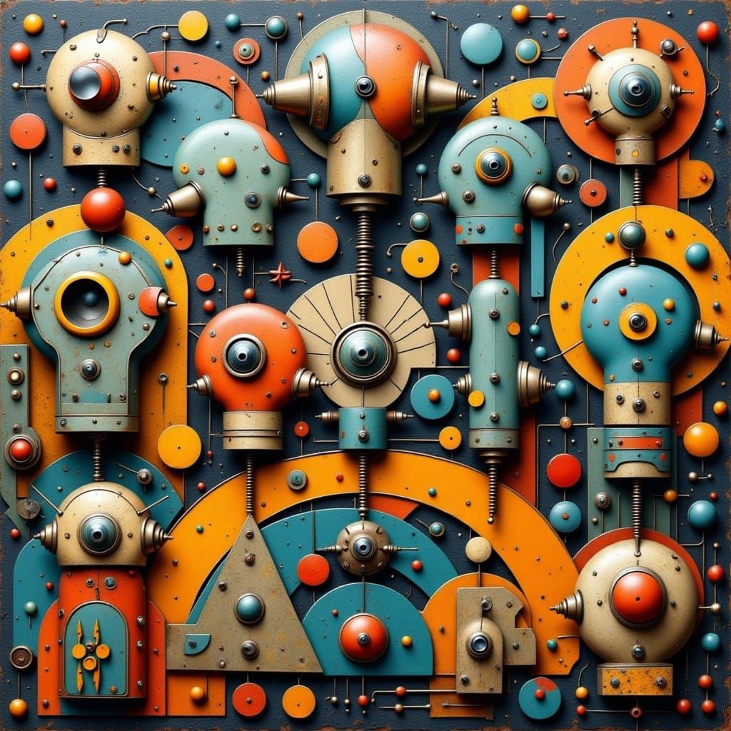 Art Deco Dieselpunk Robot Panel Masterpiece