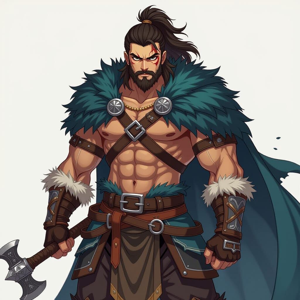 Anime Barbarian Warrior Illustration