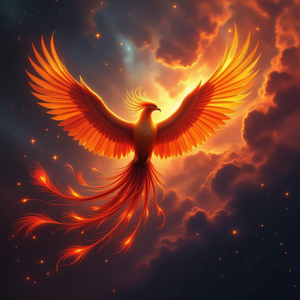 Majestic Phoenix Soars Through Cosmic Nebula