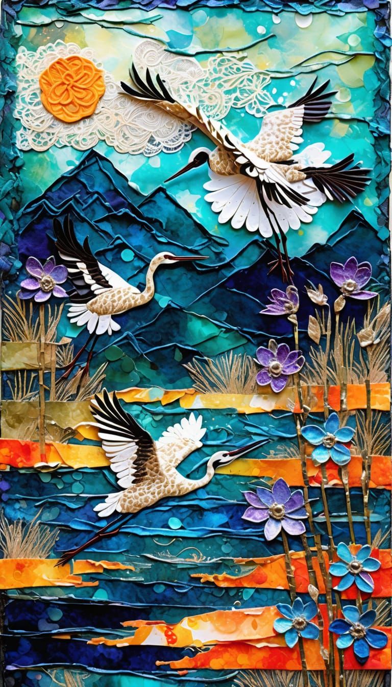 Mixed Media Masterpiece with Monk in Victorian Landscape