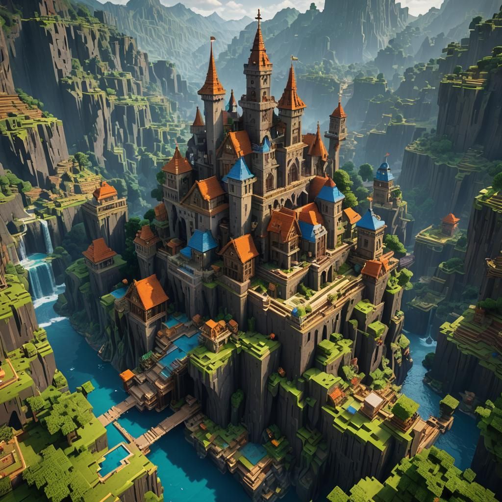 Detailed Minecraft Matte Painting in Unreal Engine 5