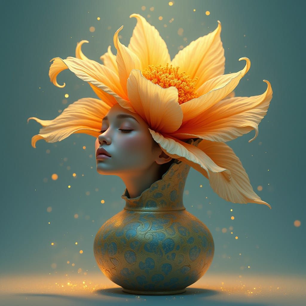 Dreamlike Floral Form in Whimsical Vase