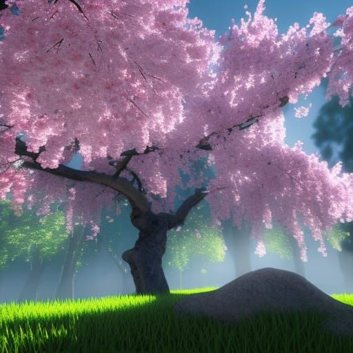 Cherry Tree in Blossom: 3D Game Cinematic Render