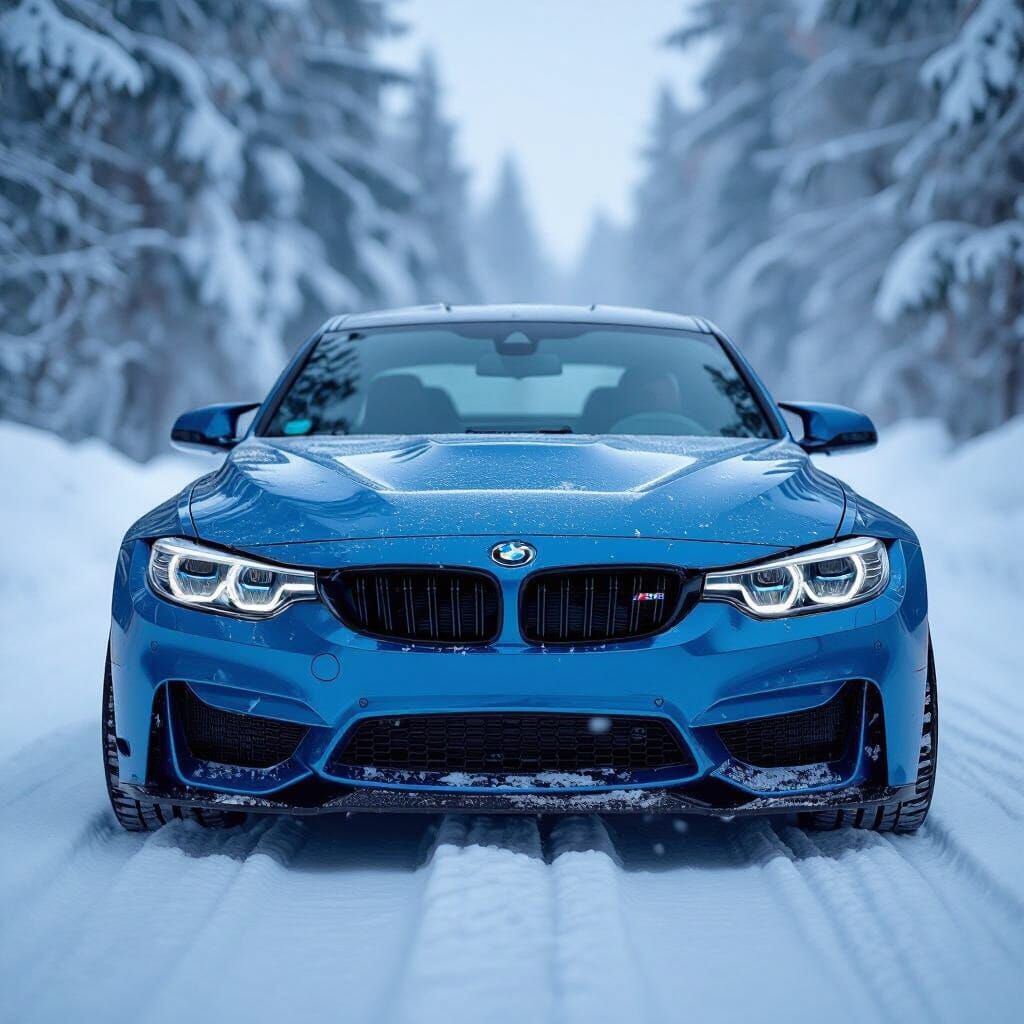Aggressive 2024 BMW M3 Widebody in Snowy Dynamic Lighting