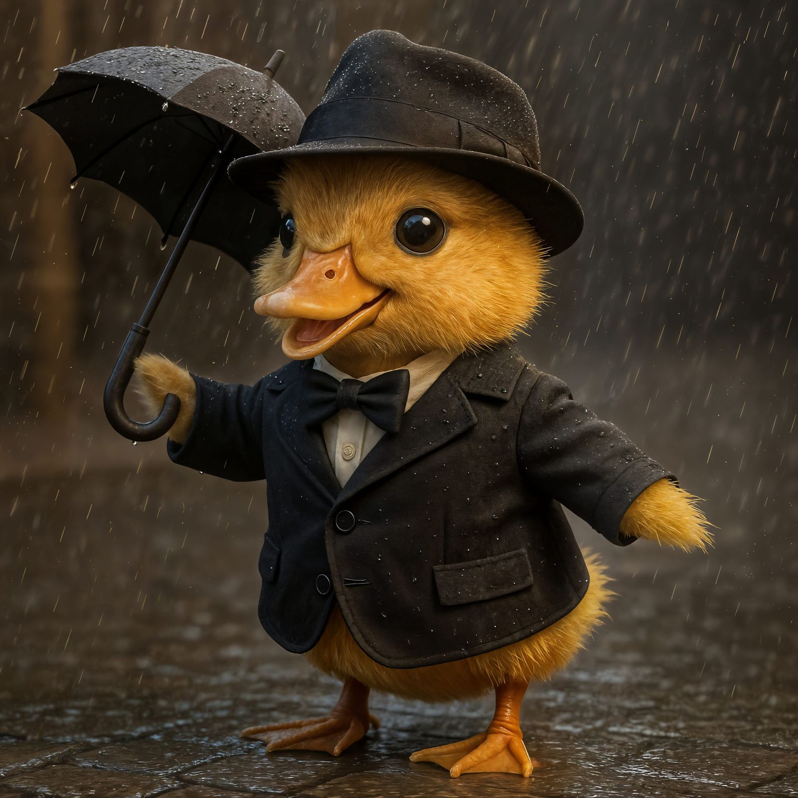 Adorable Duckling as Gene Kelly in CGI Style