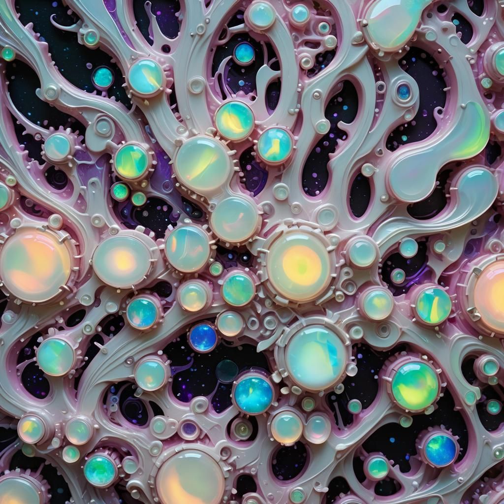 Cyberpunk Neon Opal Macro Shot: Iridescent Aurora Borealis