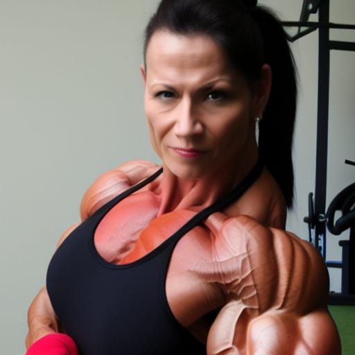 Extremely Muscular Female Bodybuilder Mom