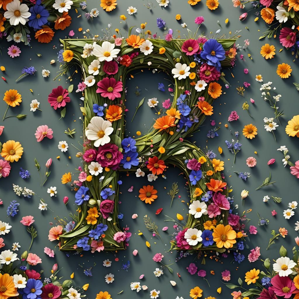 Floral Letter F: Detailed Fantasy Concept Art