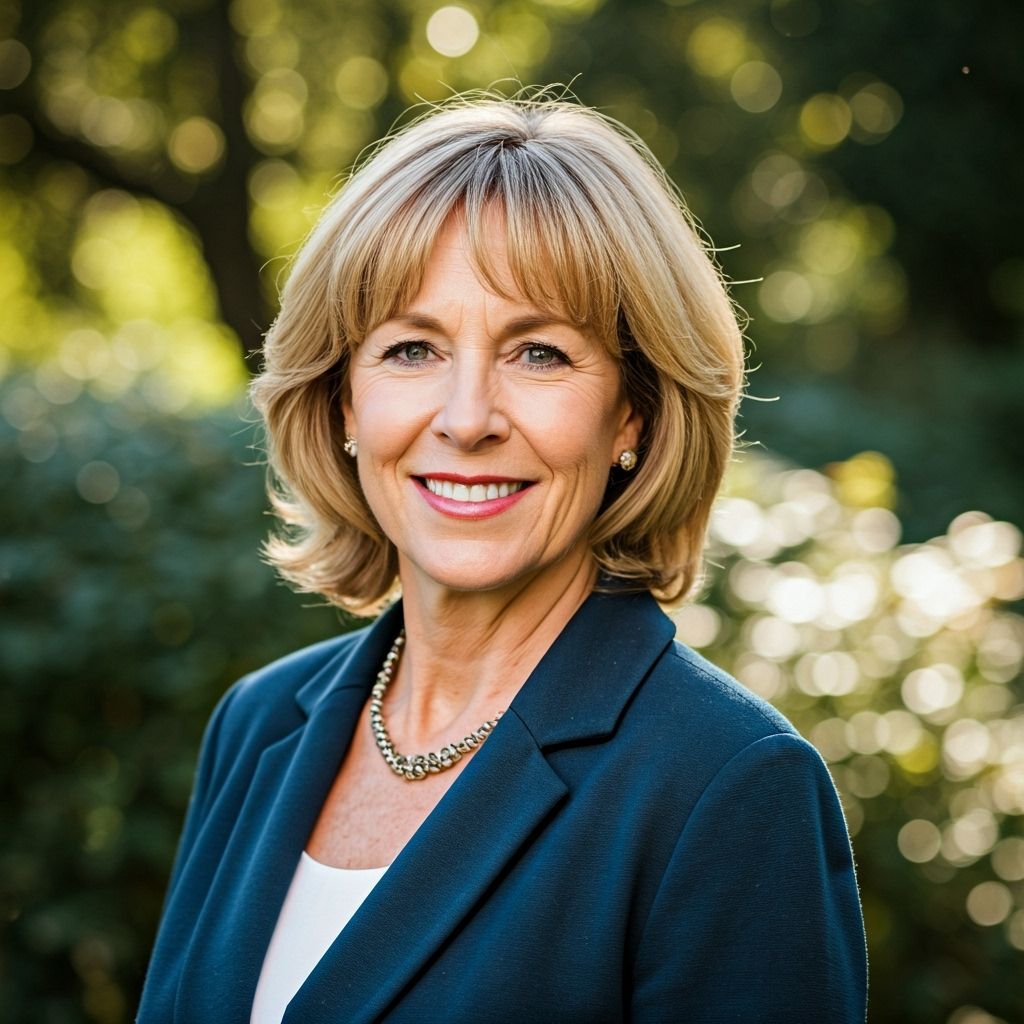 Martha Kent in Sun-Dappled Garden, Sharp Focus