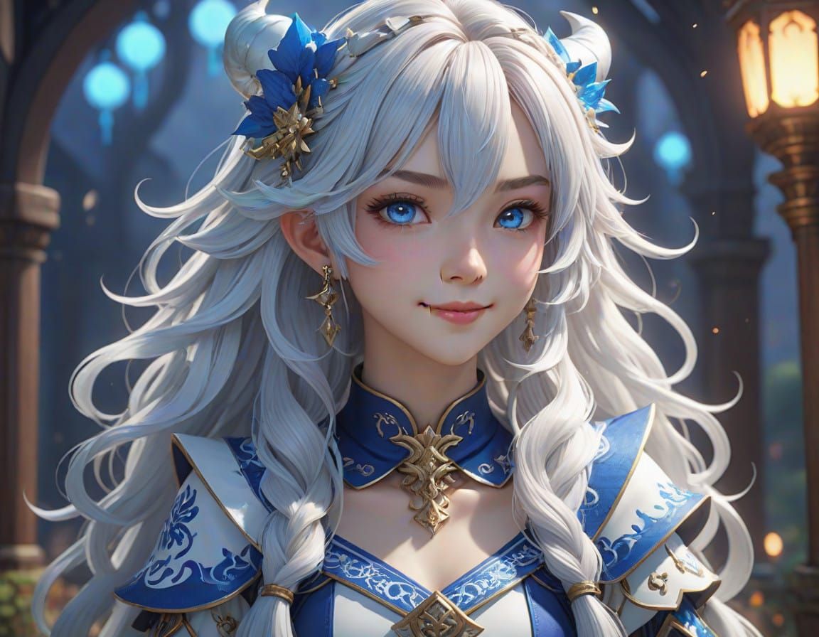 Ethereal Jester Maiden in 3D Anime Style