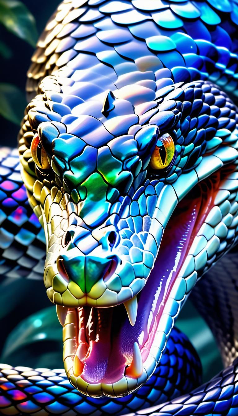 Spectral King Cobra Strike in Digital Art