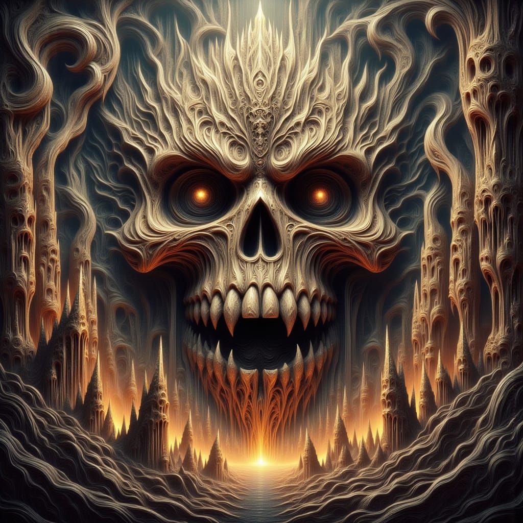 Monolithic Skulls in Clockwork Nouveau Memento Mori Style