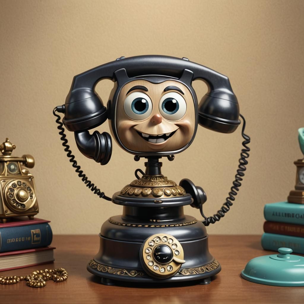 Cartoon Clam with Telephone: 3D Digital Art