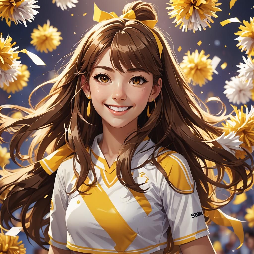Anime Cheerleader Portrait in Studio Trigger Style