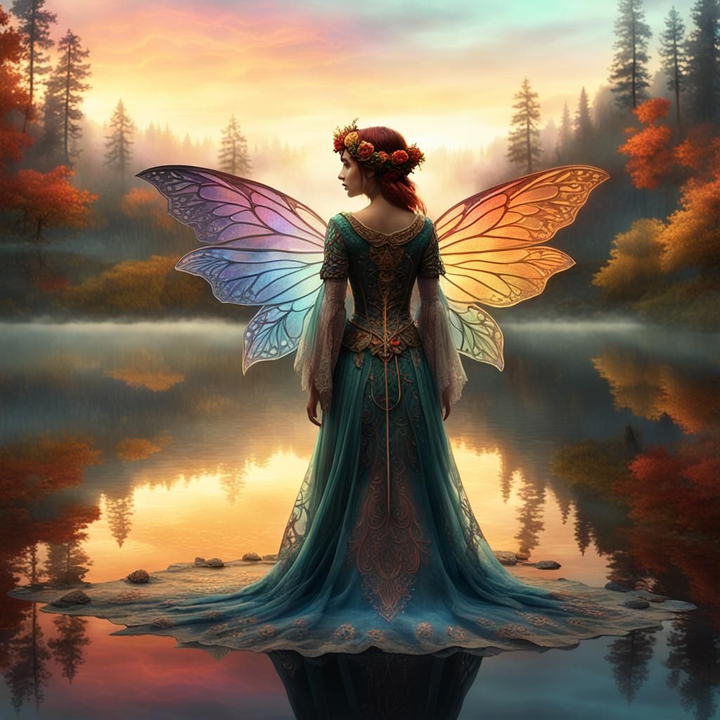 Autumn Fae crescent moon. Rainbow Flower and Paisley designs...