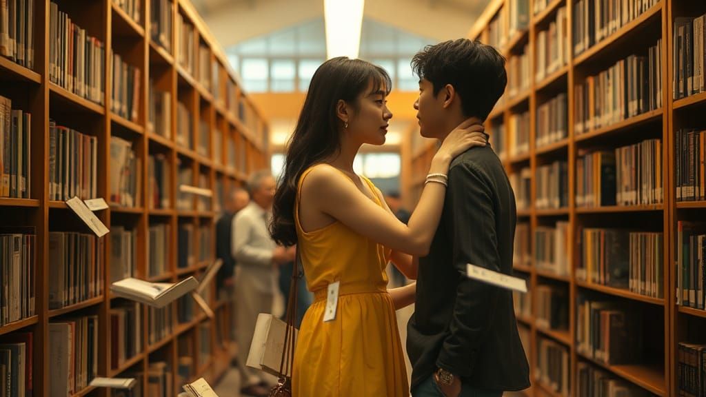 Korean Drama Couple Meet Cute in Library