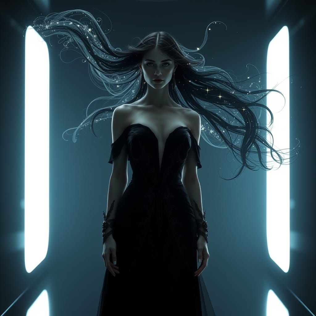 Ethereal Woman in Dark Luxury