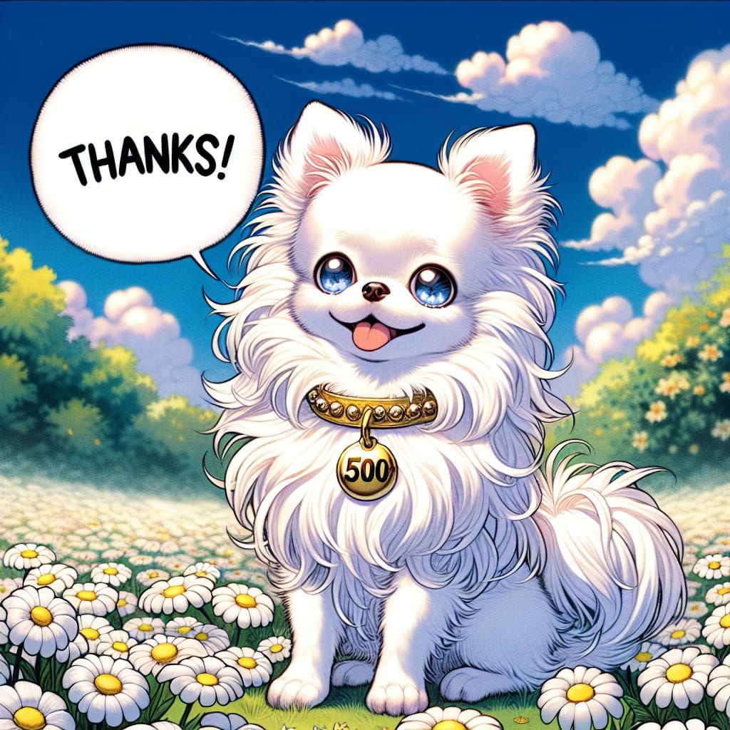 Chibi Chihuahua Celebrates Followers in Anime Garden