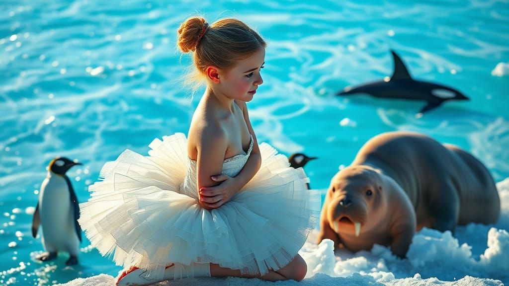 Enchanting Ballerina in Antarctic Landscape