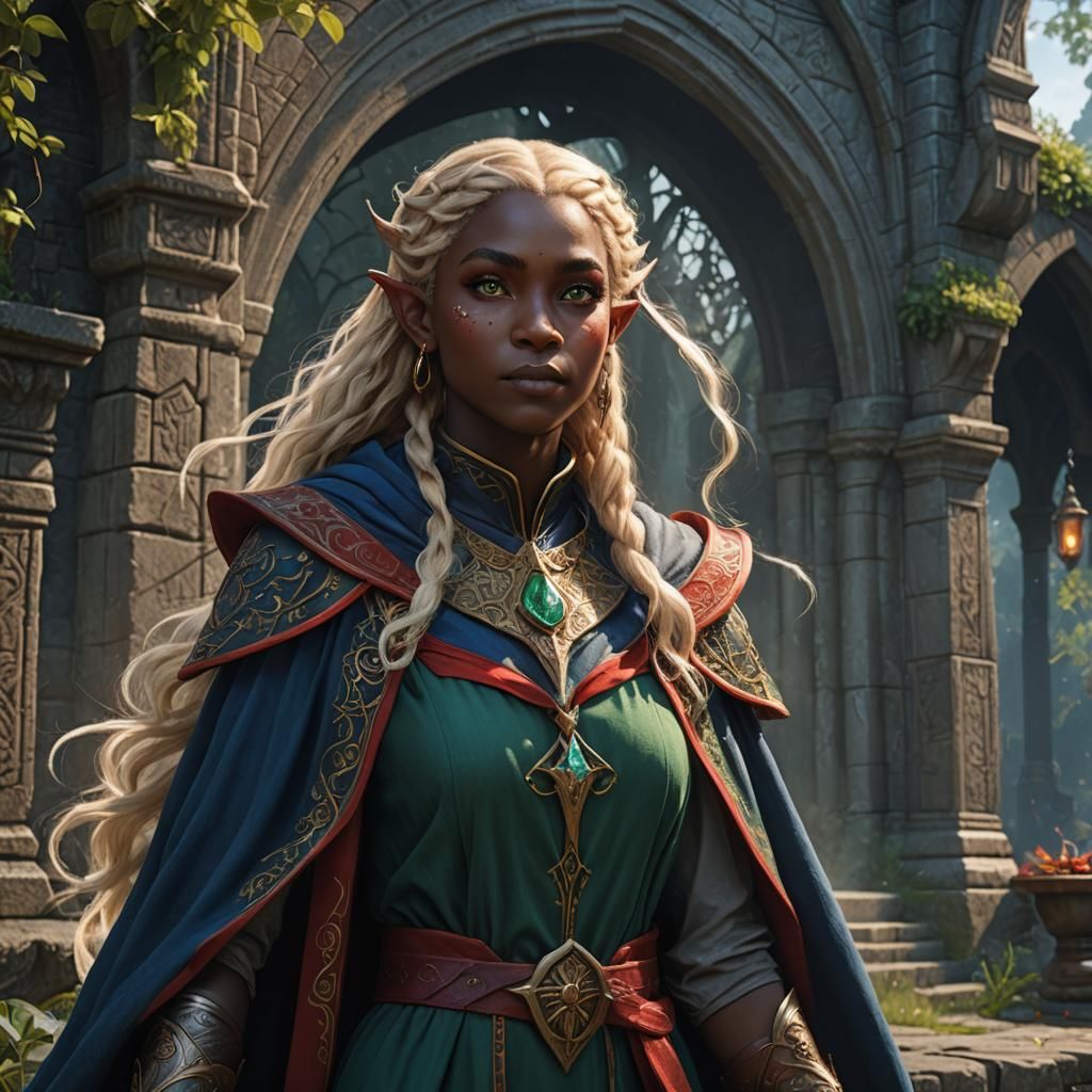 Drow Elf Wizard with Blond Hair, Fantasy Art