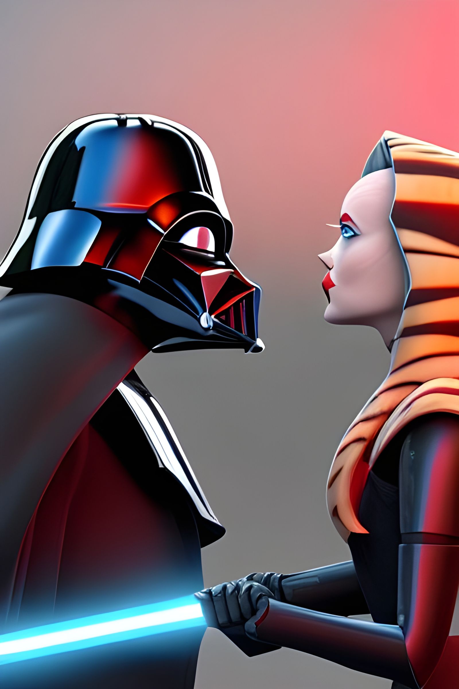 Darth Vader and Ahsoka Tano: Photorealistic Kiss