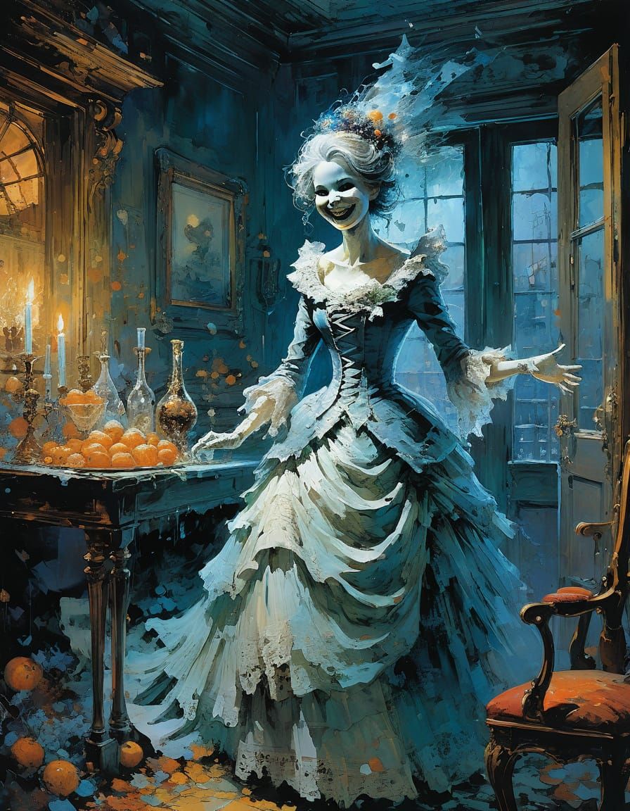 Ghostly Woman Celebrates New Year in Haunted House