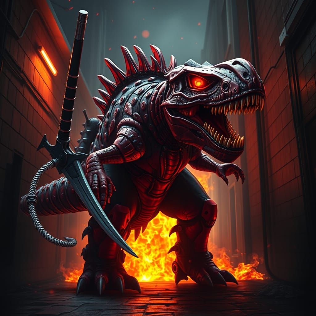 Cybernetic Tyrannosaur Emerges in Biomechanical Style