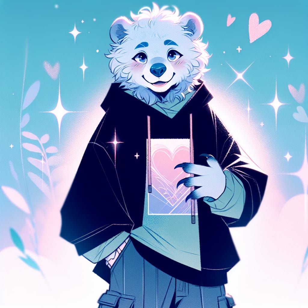 Adorable Male Bear with Delicate Features and Sweet Smile