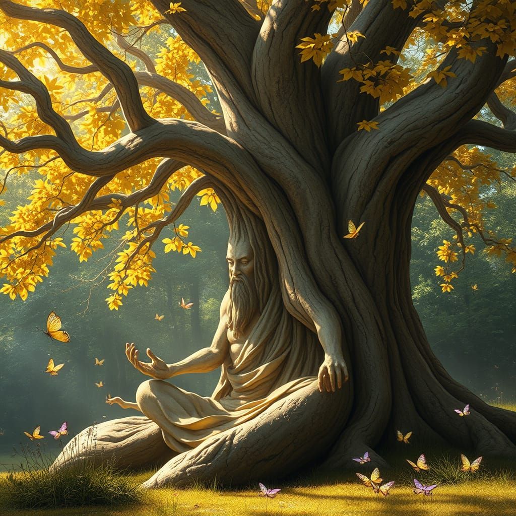 Ancient Tree Spirit Meditation in Sunlit Glade