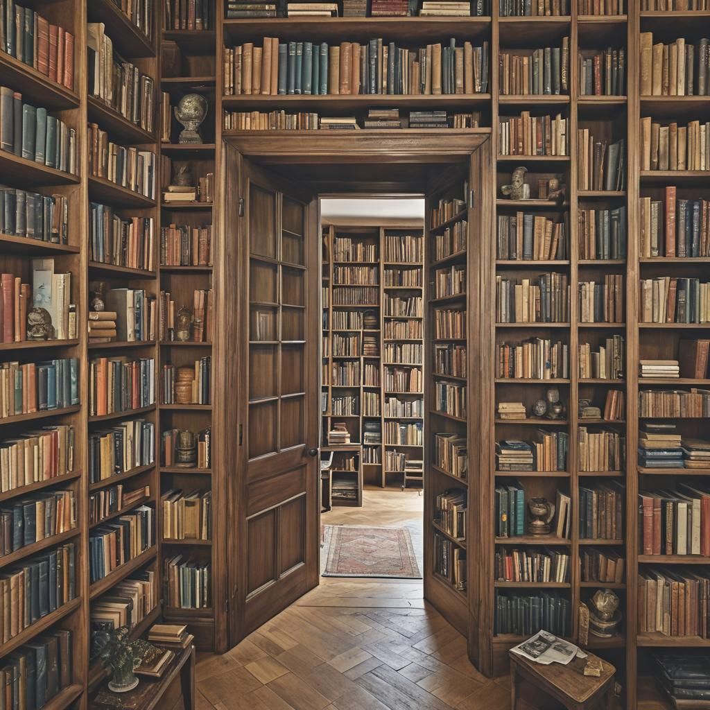 Secret Room Hidden Behind Open Bookcase