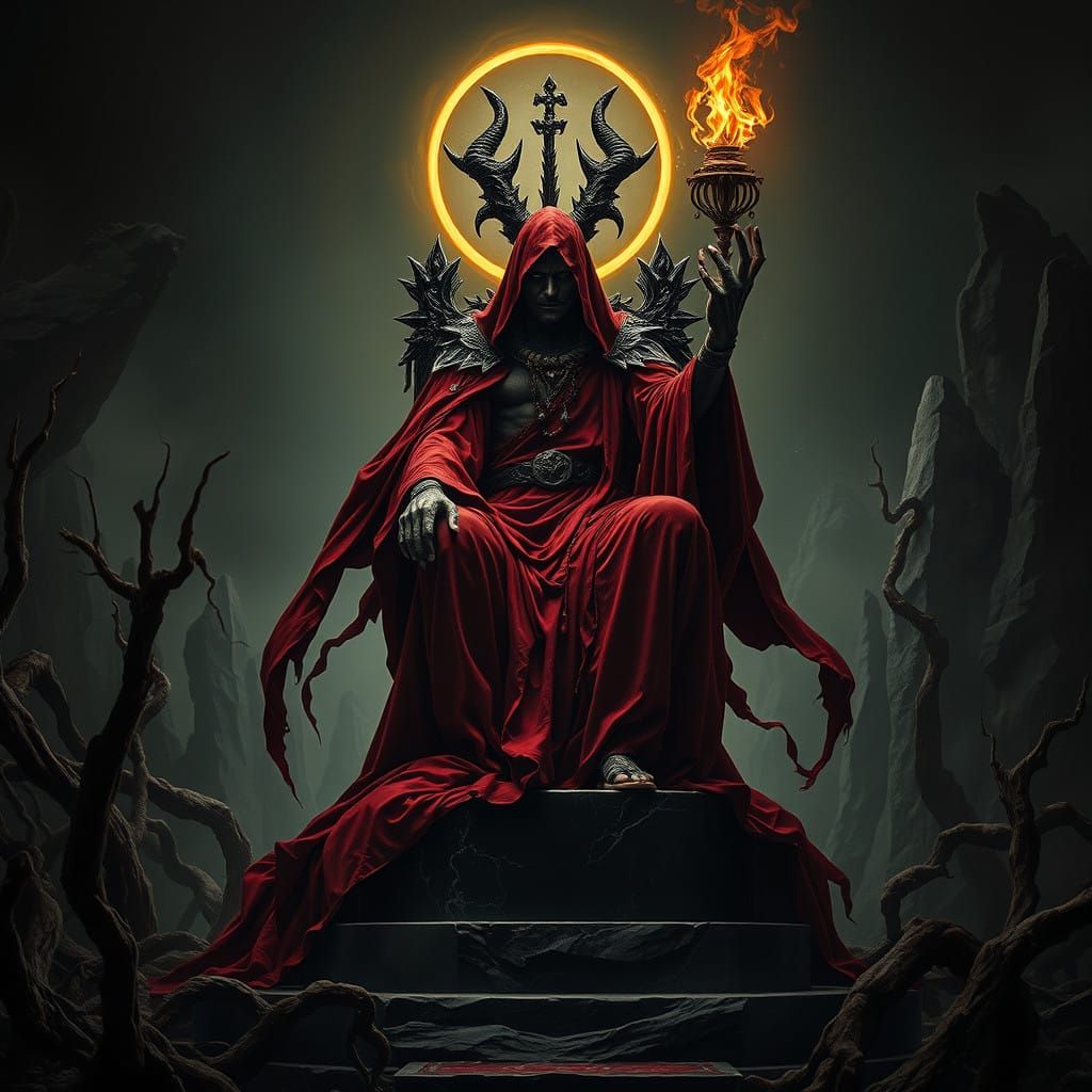 Underworld Deity in Dark, Surrealist Style