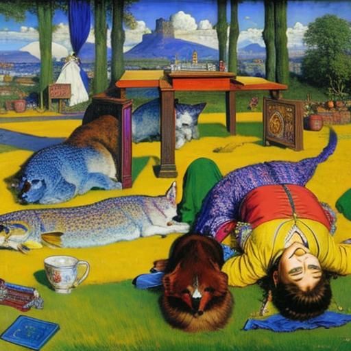 Pre-Raphaelite Woman in Wheat Field Painting