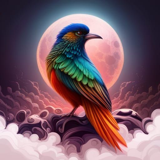 Exotic Gemstone Bird: Intricate Digital Art in 8k