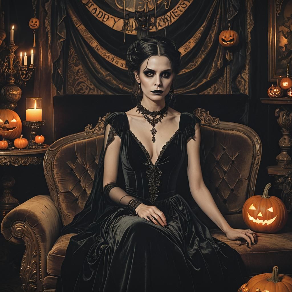 Eerie Halloween: Goth Woman in Dark Fantasy Portrait
