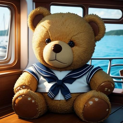 Teddy Bear in Sailor Suit: Pixar-Style 3D Rendering